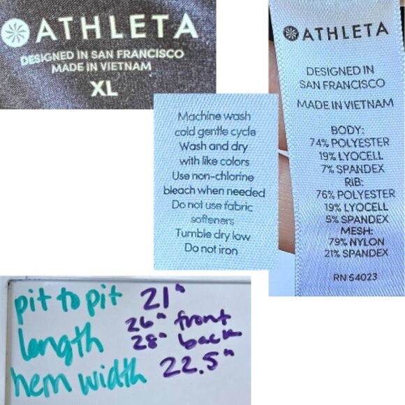 ATHLETA Mesh Back Racerback Athletic Black Tank Size XL - Picture 10 of 10